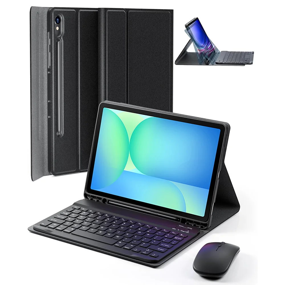 Keyboard Case for Samsung Galaxy Tab S10 FE / S9 FE / S9 / S8 / S7 10.9-inch/11-inch Tablet Case with Pencil Holder