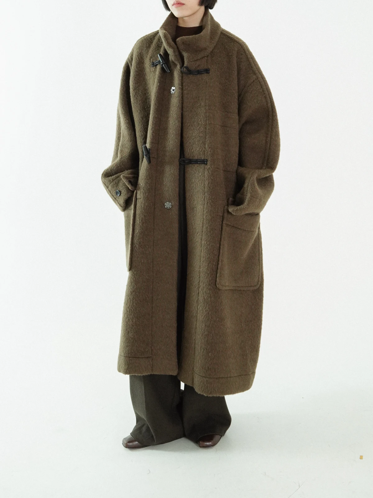 

Handmade Double-Faced Woolen Coat Long Fur Heavy-Work Sle Long Women's Coat Korean Sle Loose Fit Commute Faion