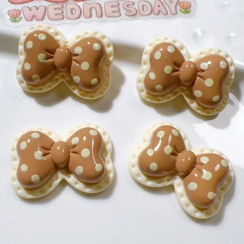 10 sztuk Mini Kawaii śliczne motylkowa kropka kokarda z płaskim tyłem kaboszony księga gości Diy Party akcesoria do spinek do włosów rzemiosło dekoracyjne — zdjęcie 6