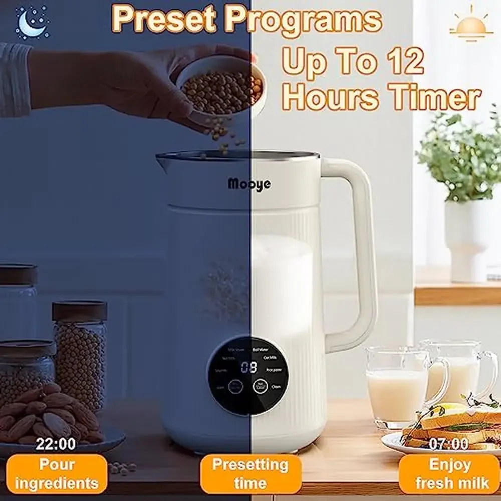 Nut Milk Maker Machine 35oz/1000ml 10 Blades Plant-Based Beverage Maker Vegan Gift Automatic Program Nut Soy Oat Almond_recipe
