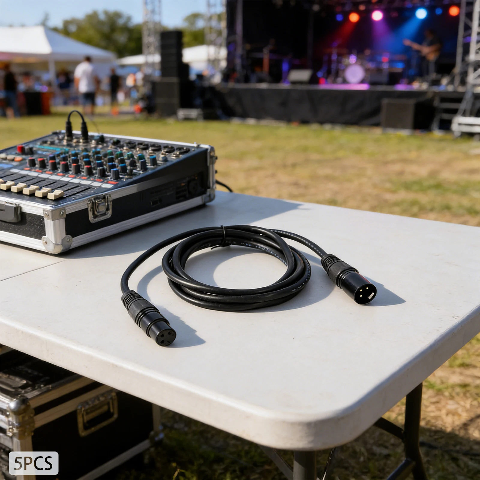 Juego de cables DMX XLR de 3 pines, 5 uds., 1m, para iluminación de escenario, control de audio digital, Led Par, transmisión precisa de datos