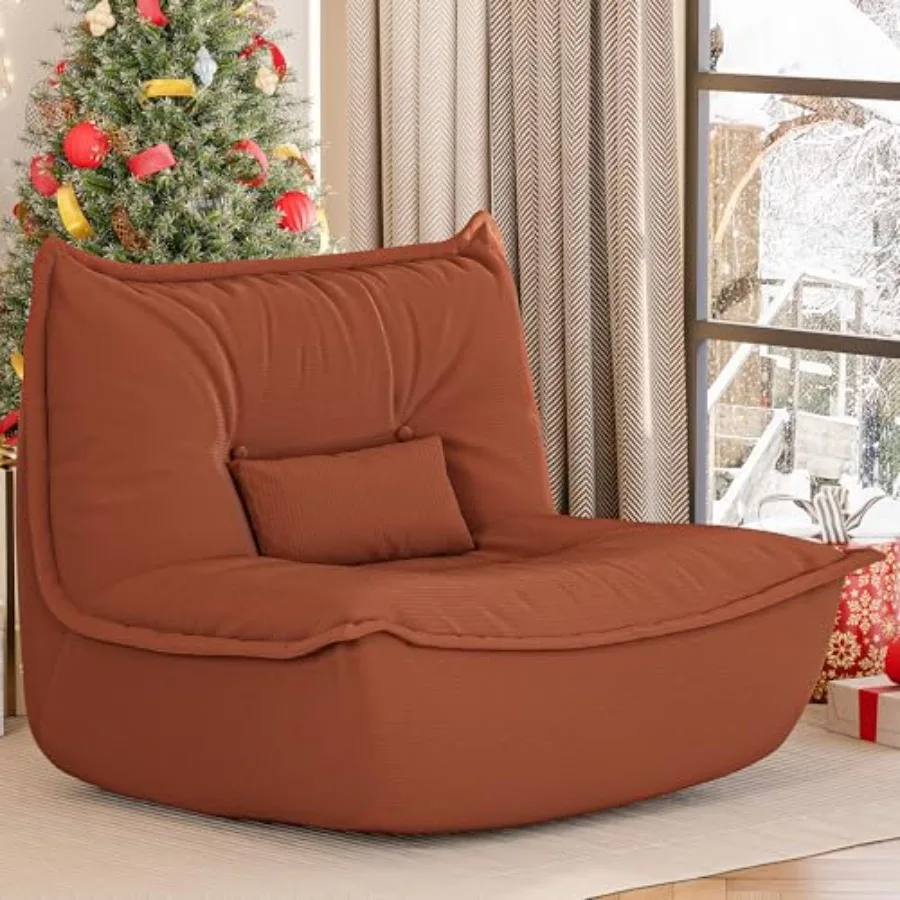 Bean Bag Chair for Adults Single Lounge Chair with Lumbar Pillow Comfy Floor Sofa with High-Resilience Foam Lazy Accent Chair f