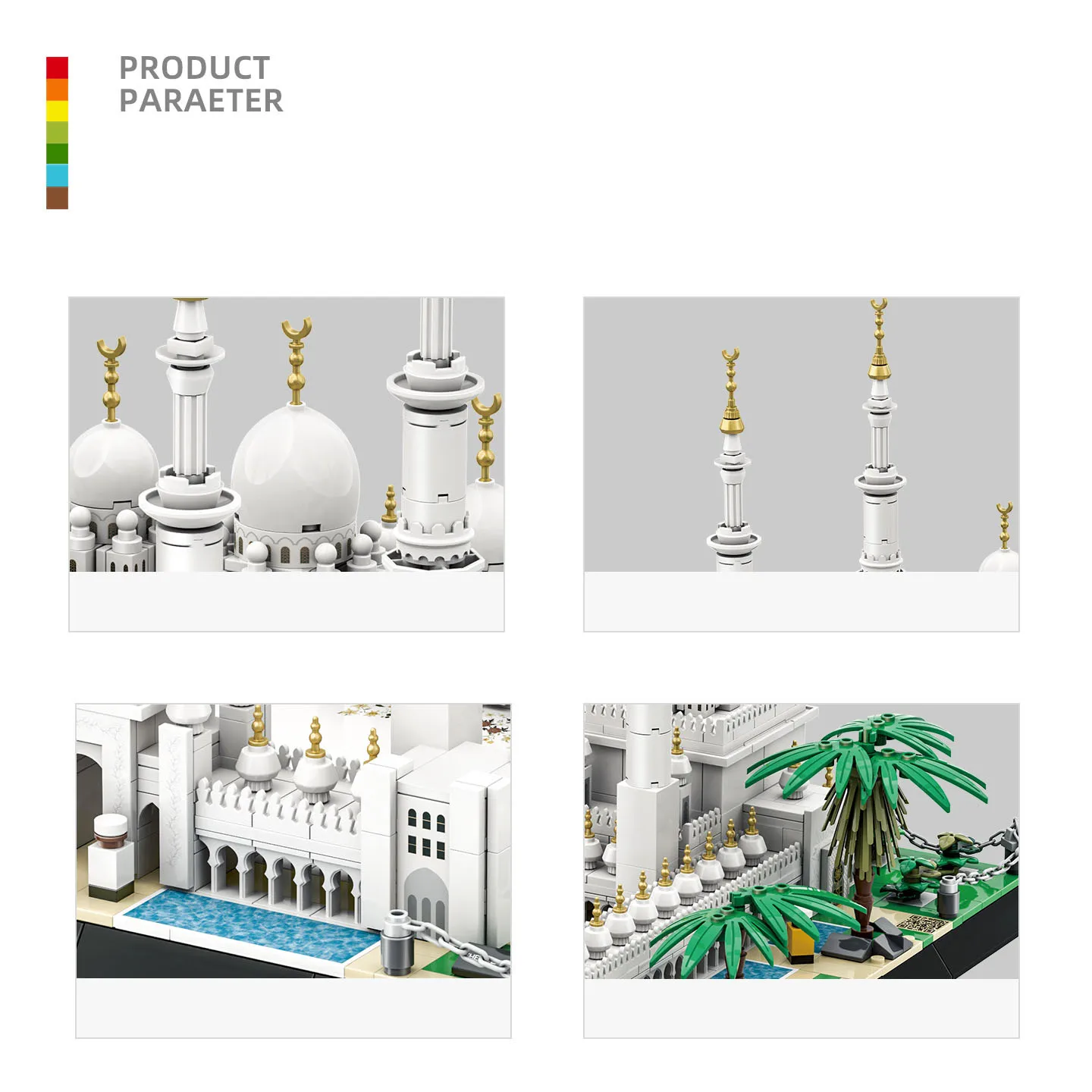 Área sheikh zayed binsultan nahyan mesquita bloco de construção criativo emirados árabes unidos arquitetura modelo de construção tijolo brinquedos