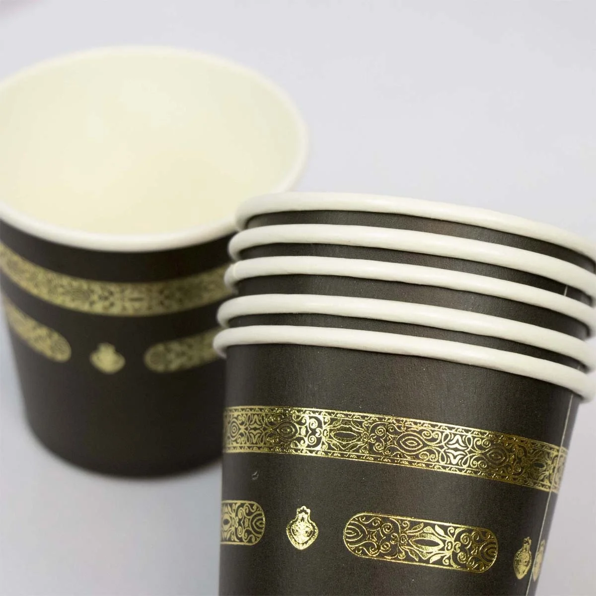 Schwarzgold Umrah Mubarak Pappteller Tassen Servietten Tischdecke Banner Eid Mubarak Islamischer Muslim Festival Party Dekor Zubehör – Detail 4