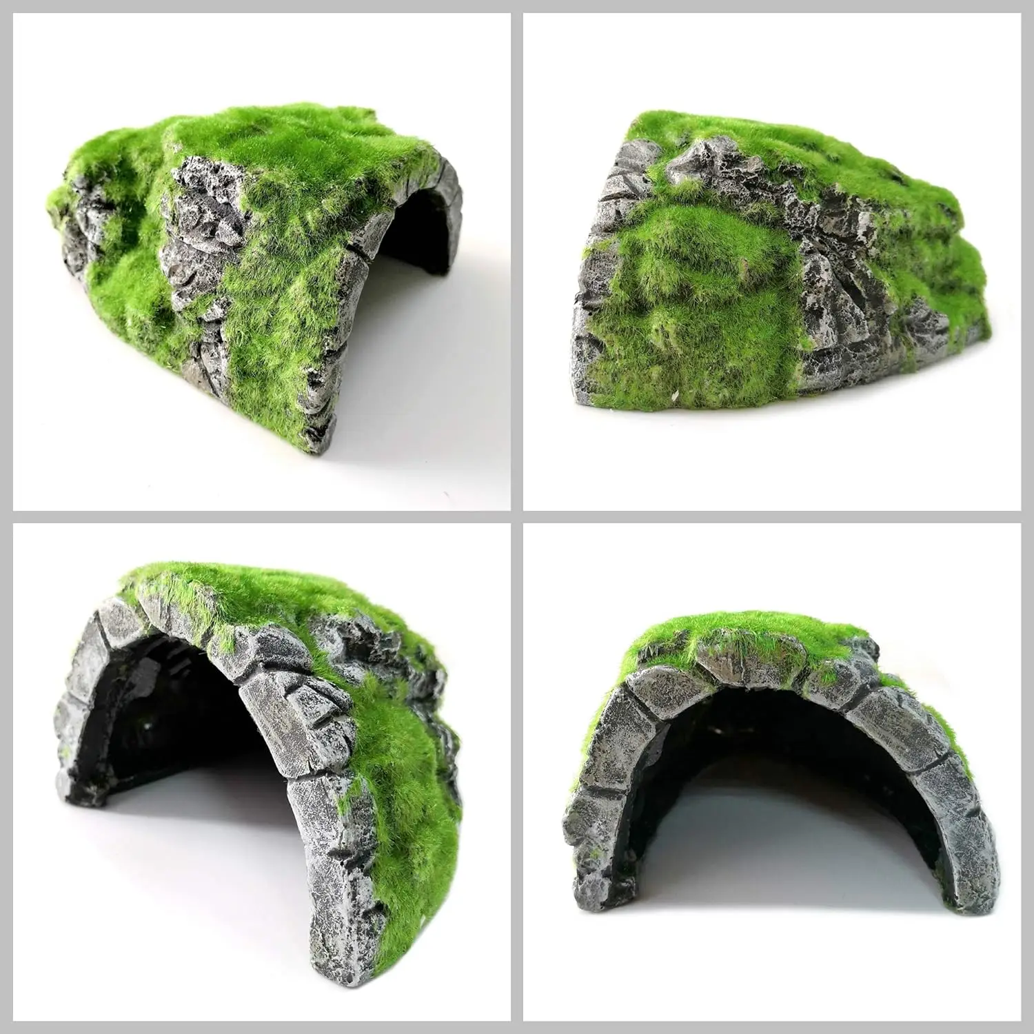 Moss Rocks Hiding Cave Fish Tank Ornaments Creative Betta Turtle Hideout Cave Resin Landscaping Decoration Aquarium Accessories