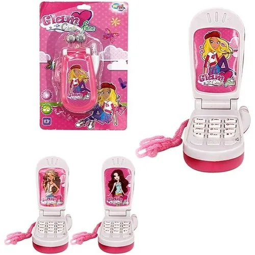 Telefone Celular de Brinquedo Luminoso and Musical with handle Criativo and Educativo emit sounds and lights Glam Girls