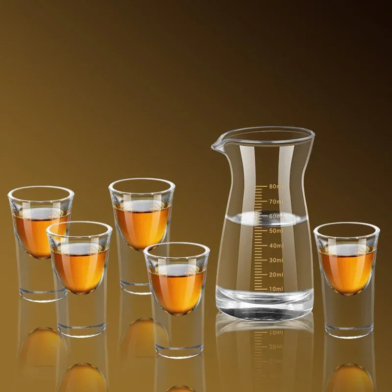 6PCs Glass Set Transparent 15ml Shot Glass Thickened Bottom Liquor Cup Bullet Cups One Mouth Small Cup Wine Drinkware Wholesale