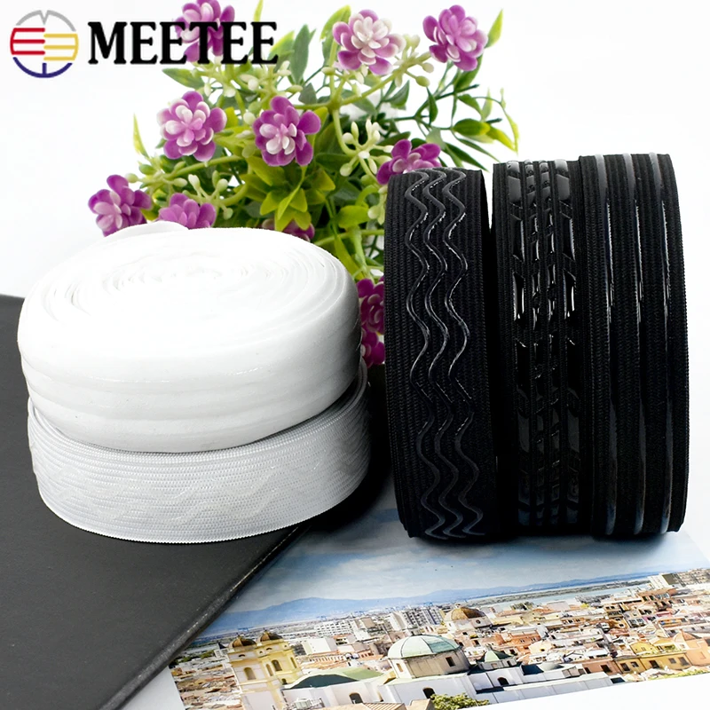 

2/5M 10-50mm Non-slip Rubber Bands Underwear Silicone Elastic Band for Bra Waist Belt Stretch Tape Ribbon DIY Sewing Accessories