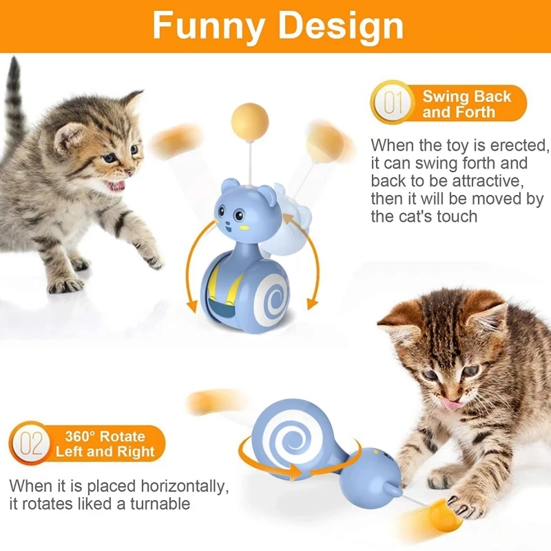 Cat Interactive Feather Toys Pet Fun Cat Interactive Toy Cats Toys Cat Rolling Teaser Feather Wand Toys Rotating Ball