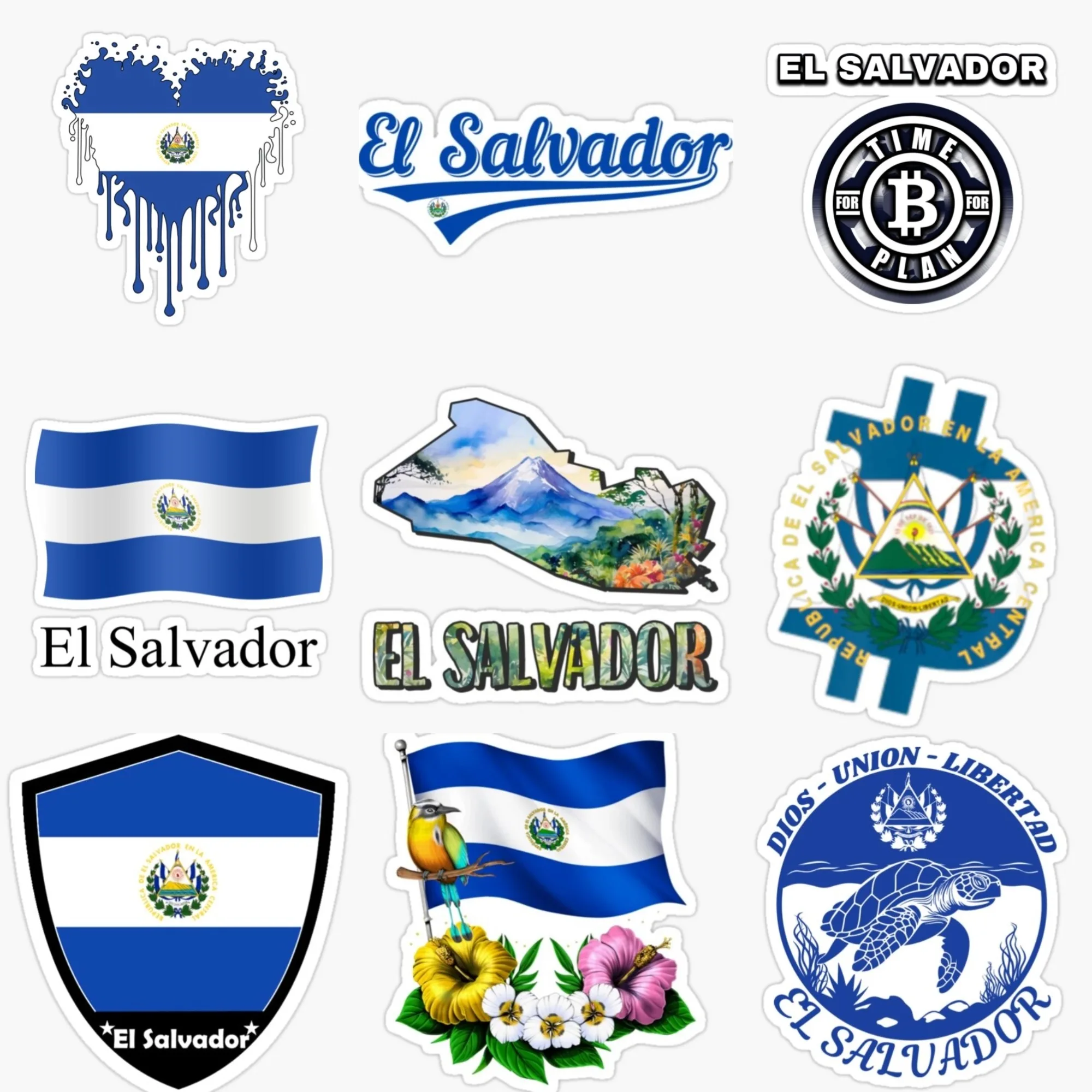 El Salvador Flag Map Emblem Bitcoin Creative PVC Sticker for Decorate Car Truck Van Bicycle Helmet Wall Table Decal Accessories