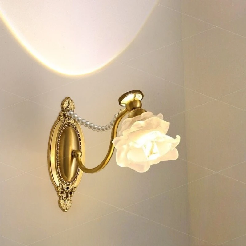 French Wall Lamps Originality Luxury Noble Flower Design LED Wall Light Bedroom Bedside Table Study Restaurant Home Decor Lamps