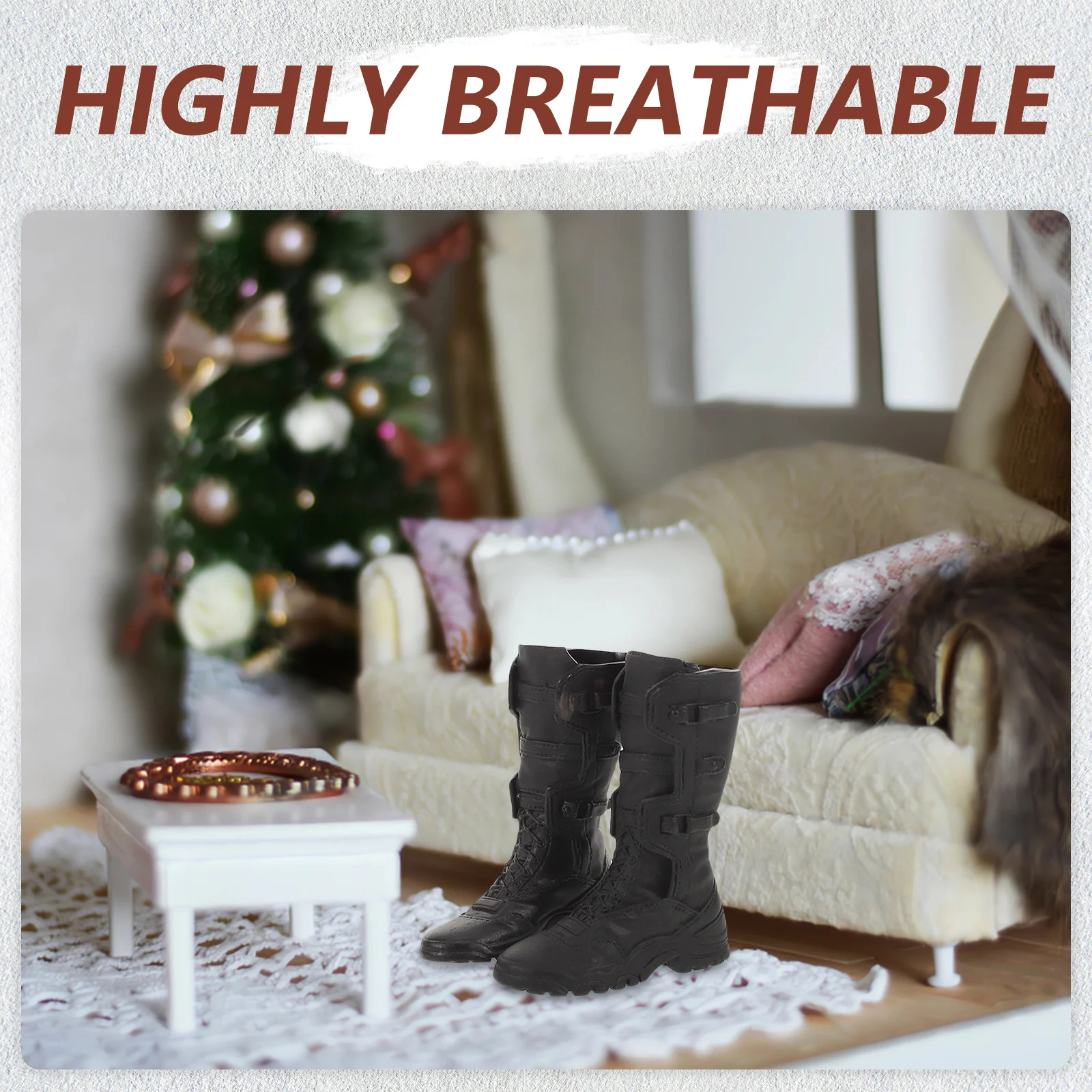 زوج واحد من الأحذية السوداء المصغرة لشخصيات الحركة بمقياس 1/6، أحذية جندي خفيفة الوزن ومتينة من البلاستيك #5