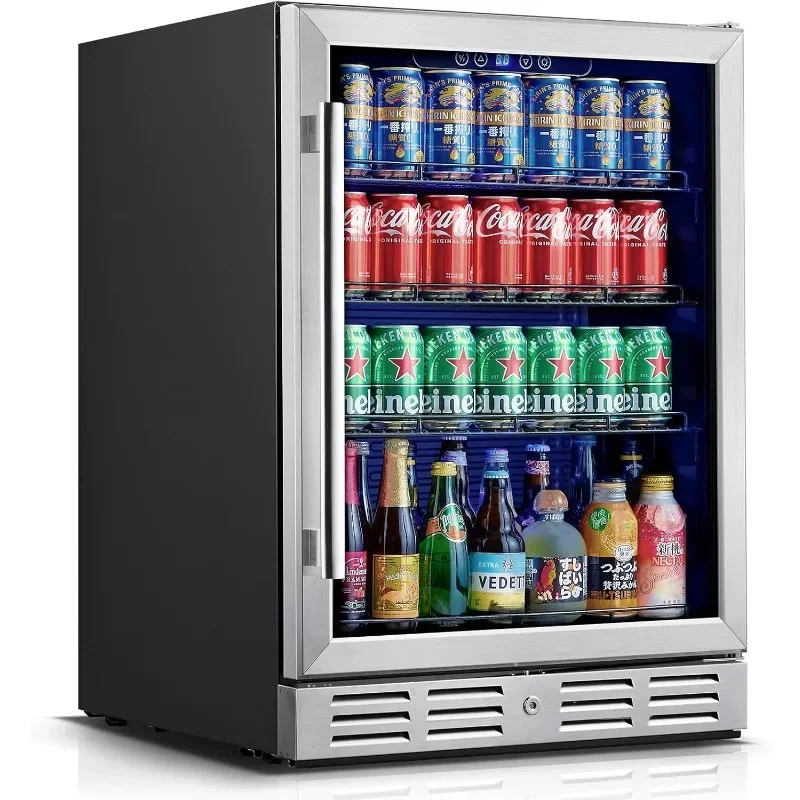 24 Inch Beverage Refrigerator Perfect for 24 Inch space built-in counter or freestanding for kitchen Stainless Steel  Portable