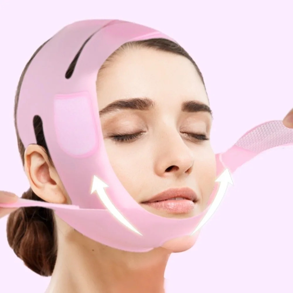 Verminder dubbele kin Siliconen gezichtsriem Riemmasker Lift Up Elasticiteit Lift Ovaal masker Herbruikbare schoonheid Gezicht Afslankbandmassage