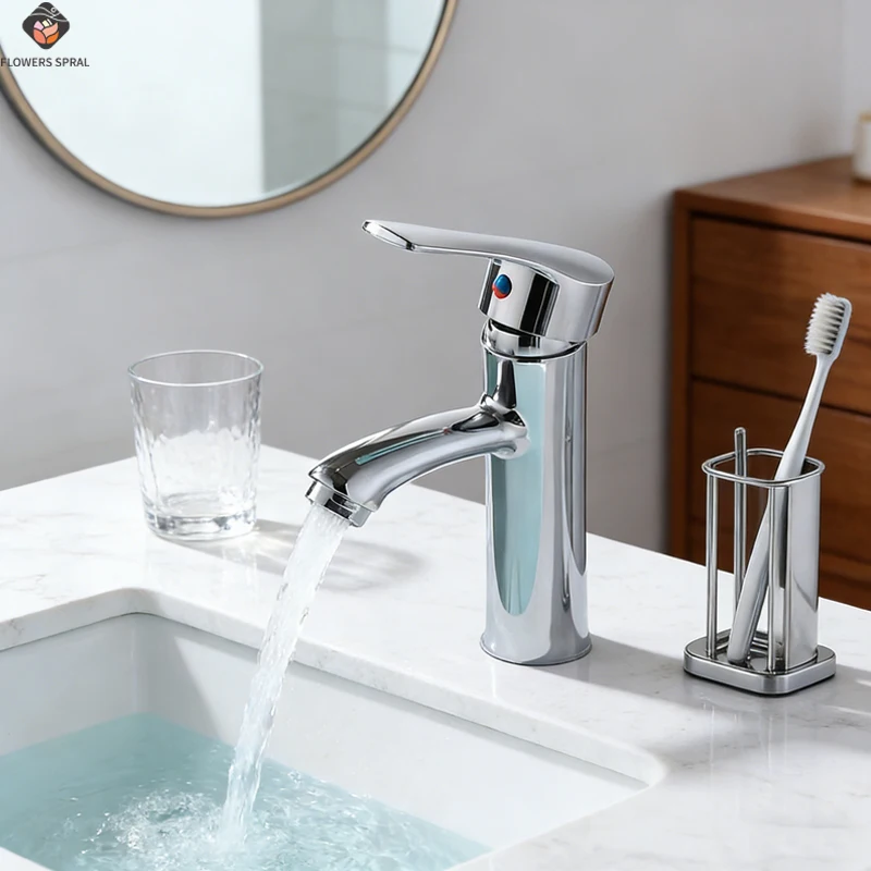 

Silver Basin Faucet With Adjustable Hot And Cold Faucets, Suitable For Bathroom And Kitchen Faucets, Faucet Set