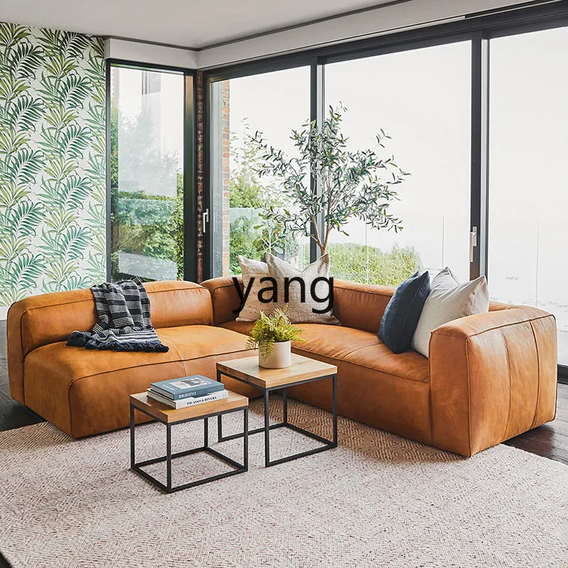 

LTT minimalist straight row full leather sofa without armrests double seat modular