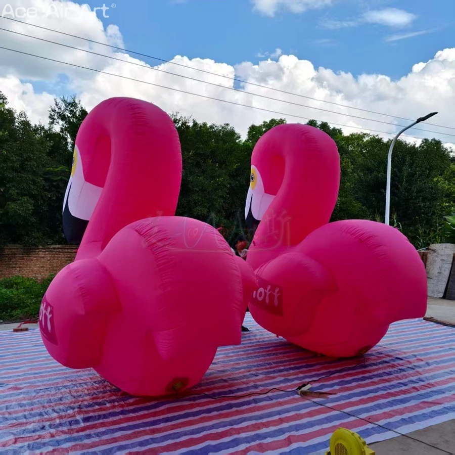 Custom Giant Inflatable Pink Flamingo Sculpture, Tropical Bird Prop for Beach Resort & Water Park Entrance Decor