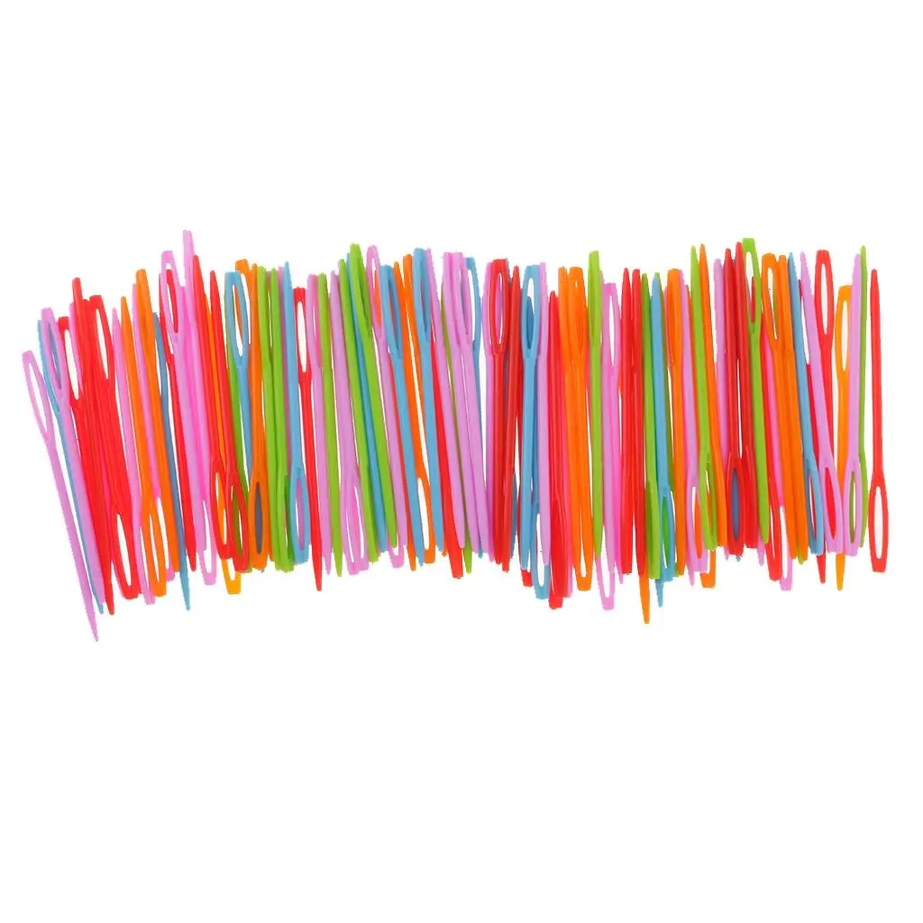 100 PCS Safety Multicolor Plastic Lacing Needles for Sewing Handmade Crafts Knitting Needlework Projects