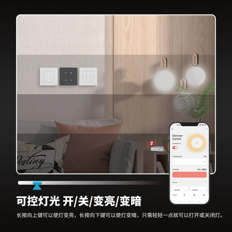 

Stepless Dimming Zigbee Tuya Smart Home App Remote Control Timing Voice Multi-Way Switch