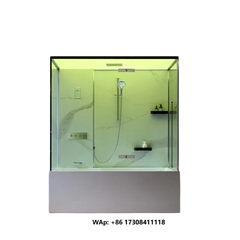 Japanese-Style Luxury 2-Person Steam Shower Combo Modern Wet Sauna Room with Massage Function & Acrylic Tray