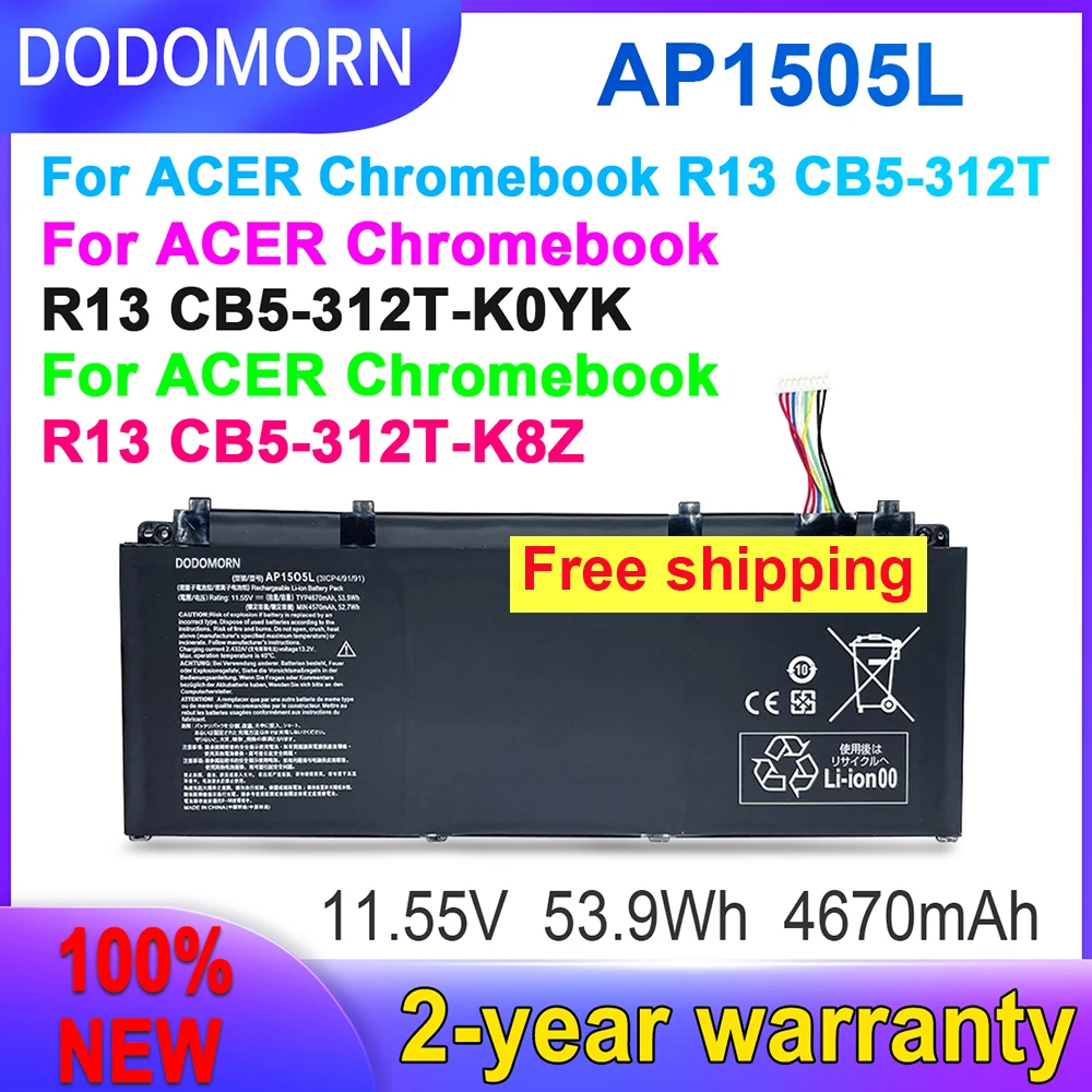 DODOMORN 100% New AP1505L AP15O5L High Quality Battery For Acer Aspire S13 S5-371 S5-371-52JR 56VE 767P Chromebook R13 CB5-312T