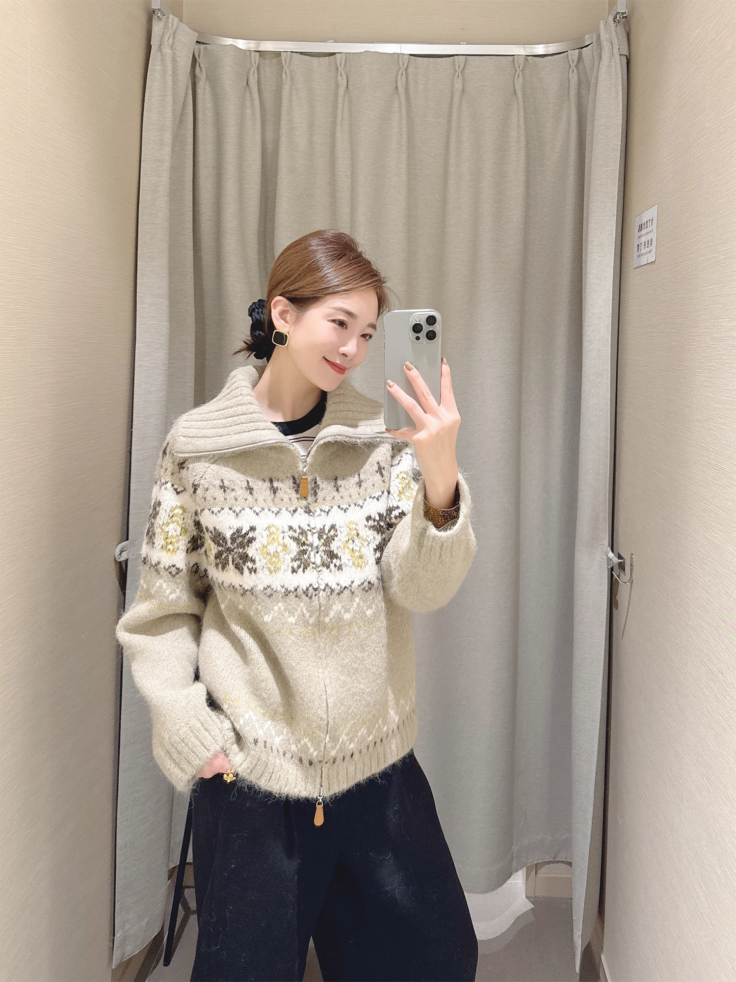 

Зимний вязаный кардиган из шерсти Thiened 2025 года, женский винтажный длинный теплый свитер на молнии, повседневная верхняя одежда...