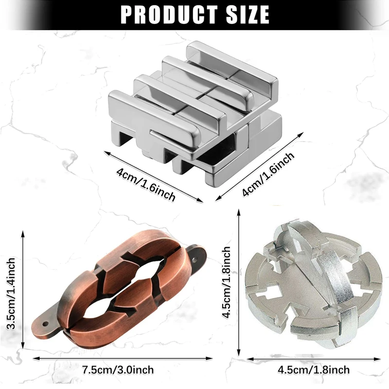 Casse-tête imbriqué, 3 pièces, Test logique en métal, défi mental, problème éducatif, résoudre, jouets, nouveauté, cadeaux pour enfants