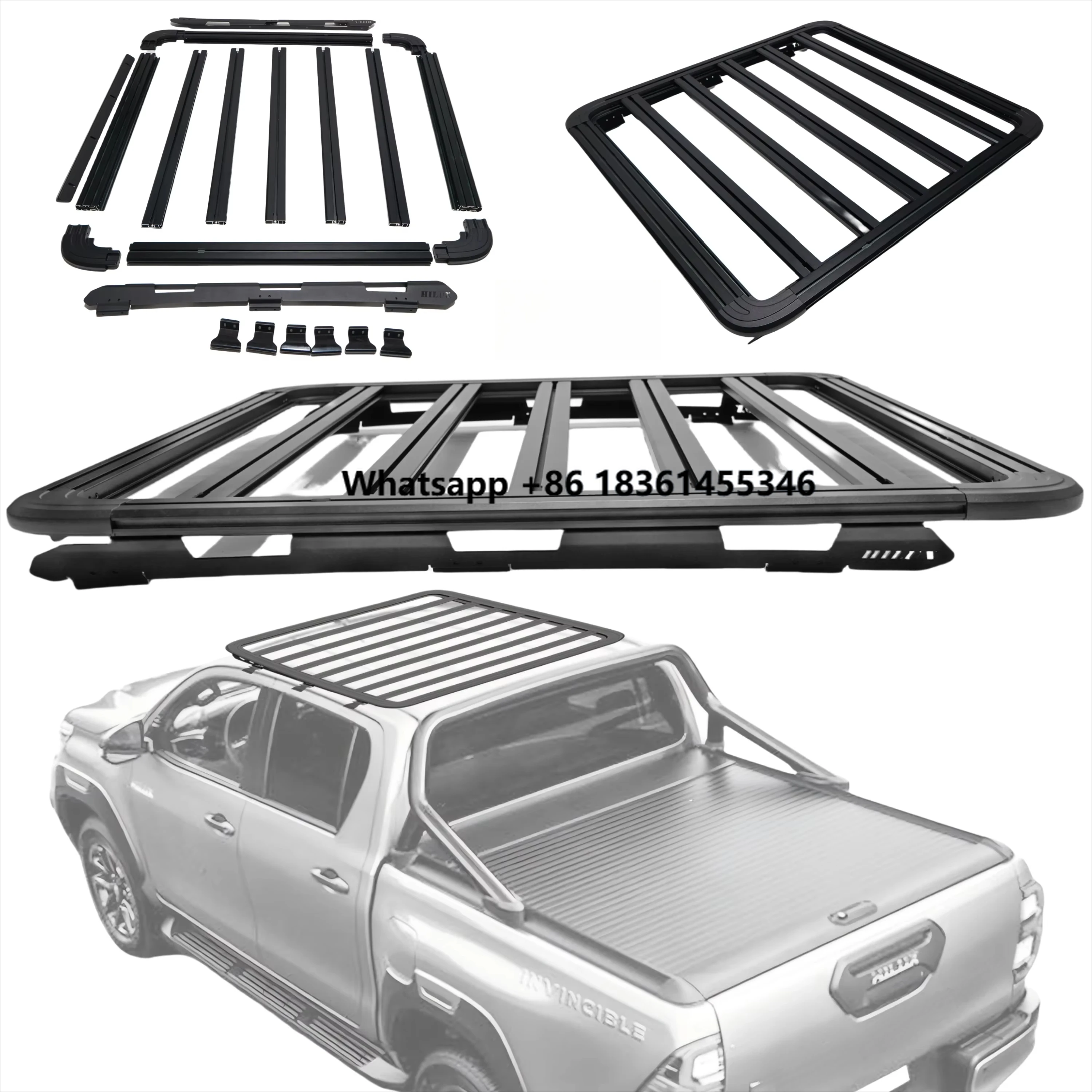 

For Hilux Revo 2015-2025 Aluminum Roof Basket Cargo Carrier Luggage Rack Roof Rack Roof Platform