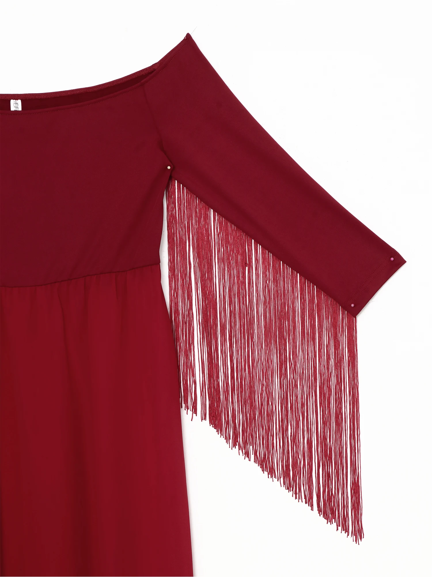 Maternity Photography Photo Shoot Clothes Off-shoulder Tassel Half Sleeve Sheer Split Chiffon Hem Maxi Dresses with Briefs - view 6