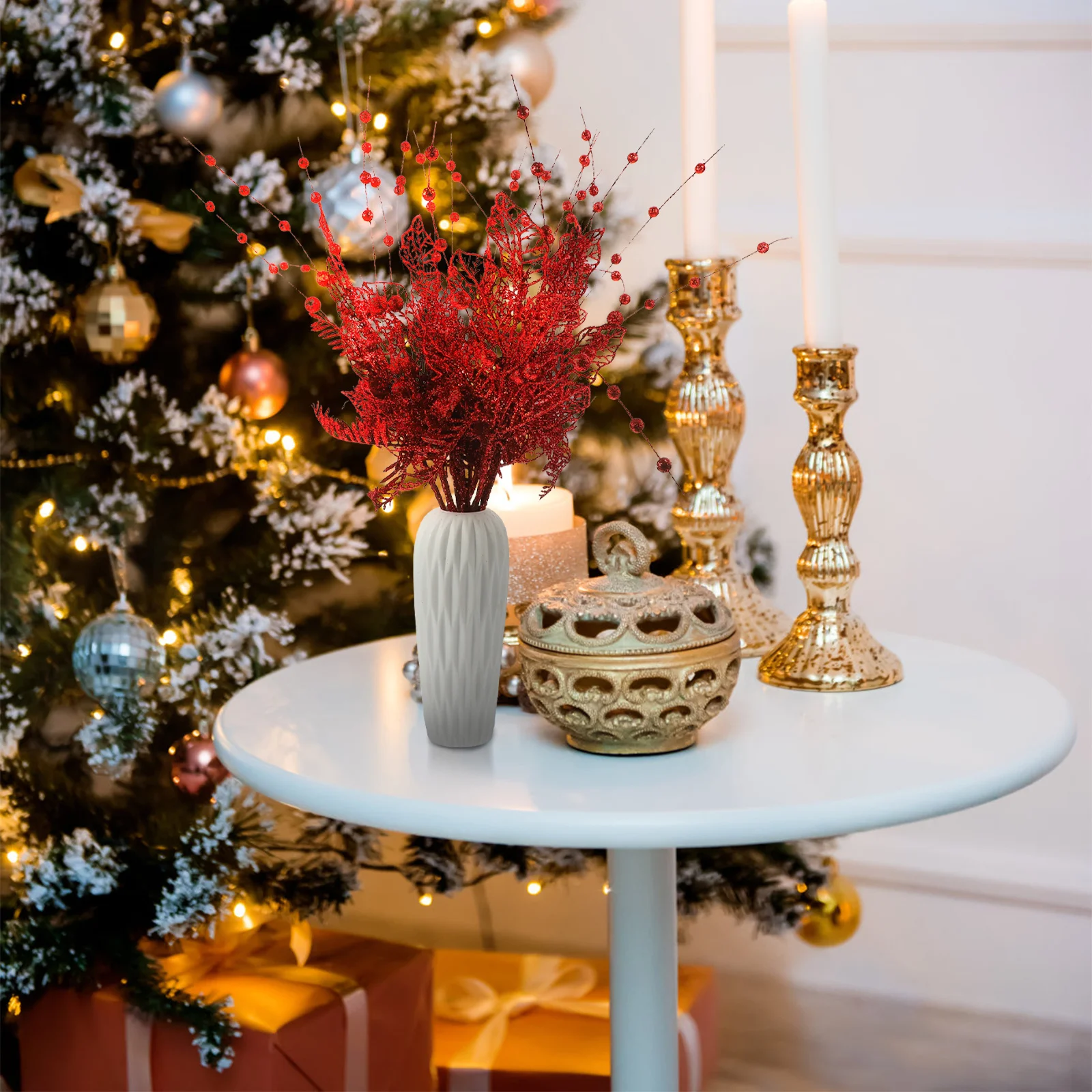 

8Pcs Lifelike Simulation Berries Stems Christmas Floral Arrangements Holiday Decorations Eyecatching Picks Christmas Picks