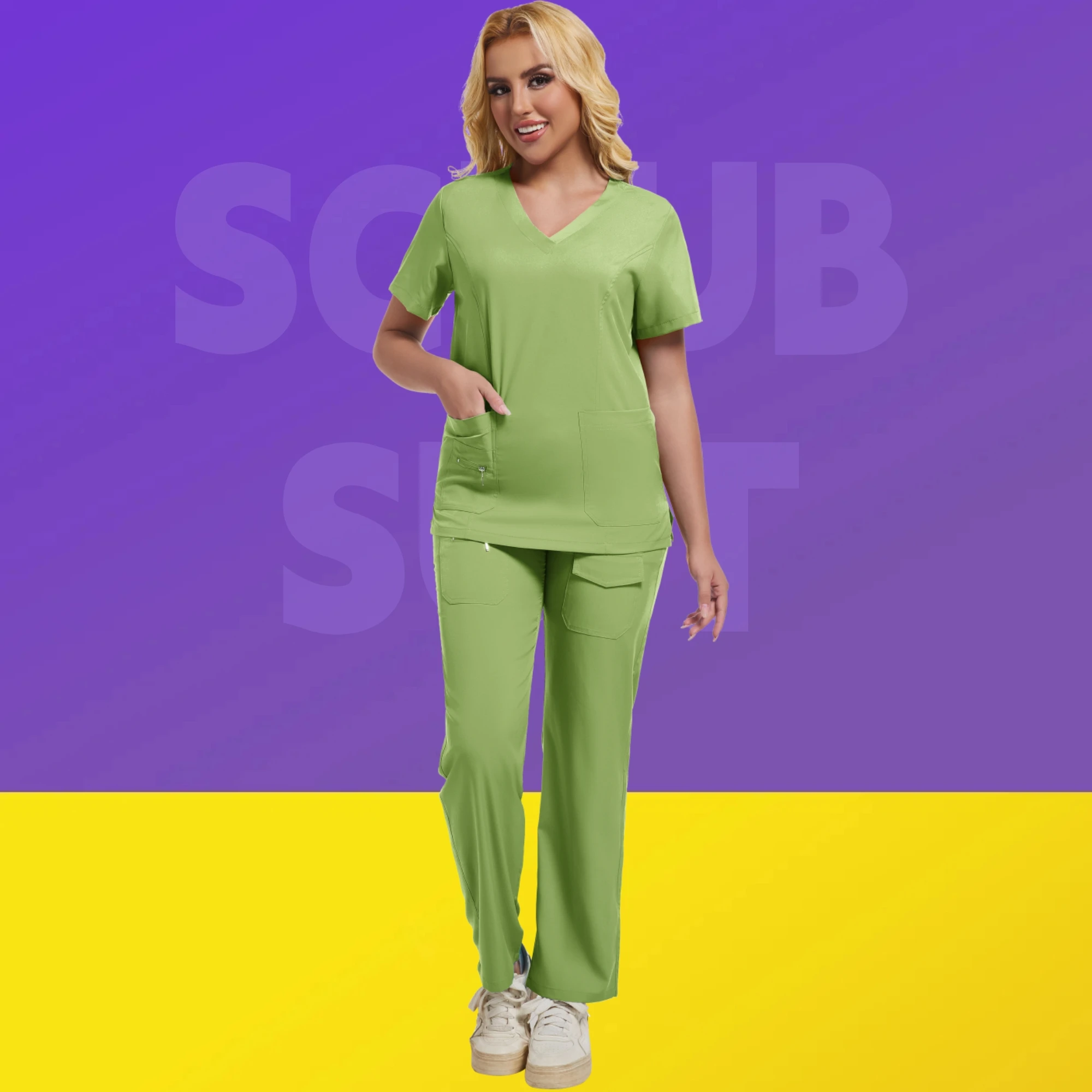 Nova beleza dental salão de beleza roupas de trabalho uniformes hospitalar enfermeira workwear farmácia esfrega terno uniforme topo + calças médicos esfrega conjuntos