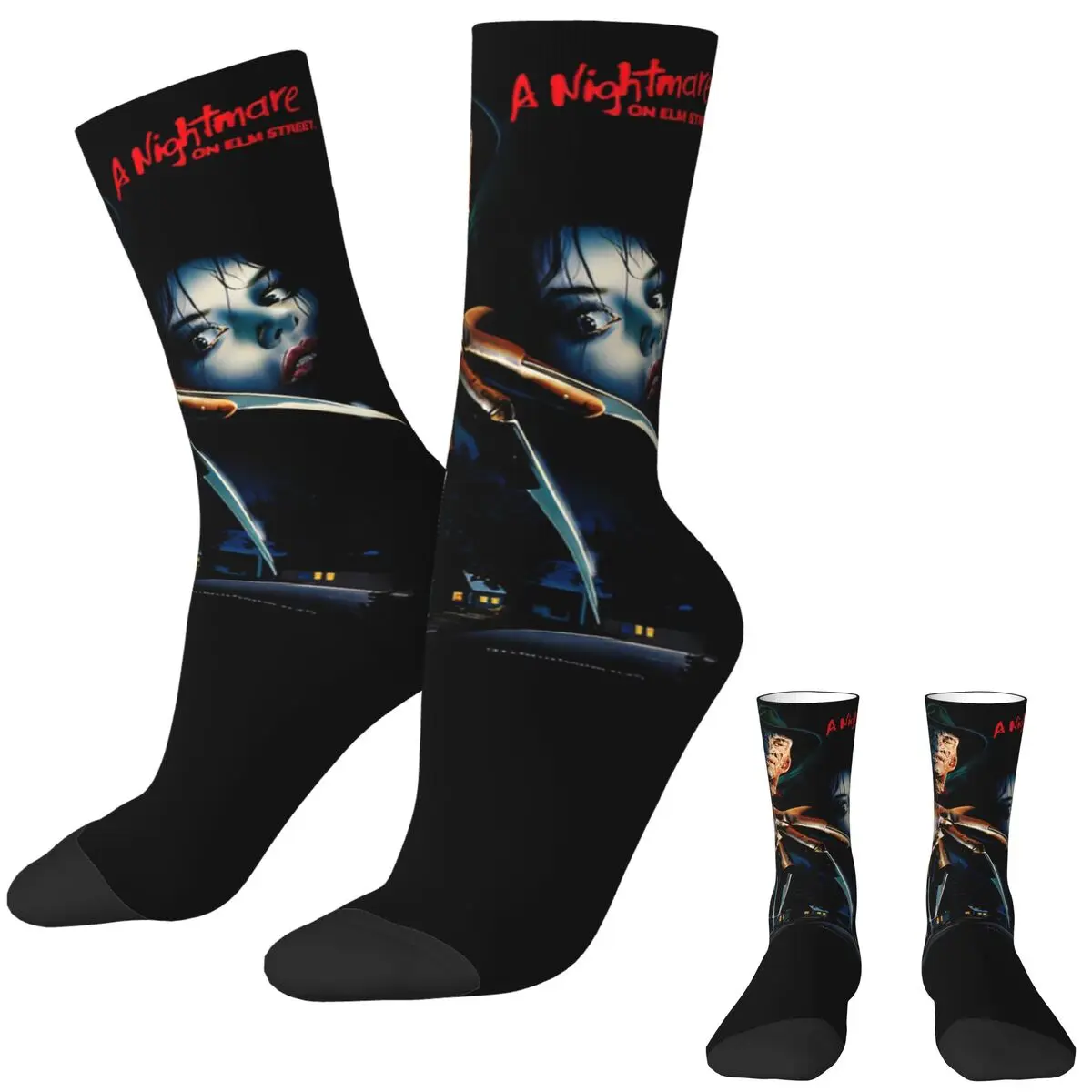 

Elm Street Nightmare Stockings F-Freddy K-Kruger Horror Graphic Socks Autumn Anti Skid Socks Couple Climbing Comfortable Socks