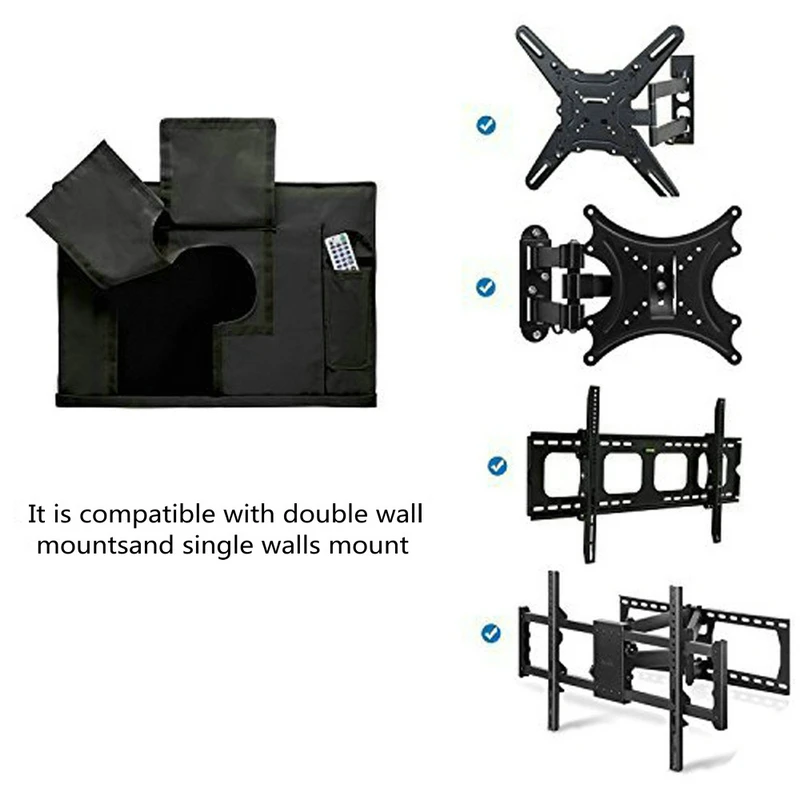 شاشة تلفزيون خارجية مقاومة للغبار ومضادة للماء مجموعة غطاء عالي الجودة أكسفورد أسود حافظة تلفزيون تلفزيون 30 بوصة إلى 70 بوصة #6