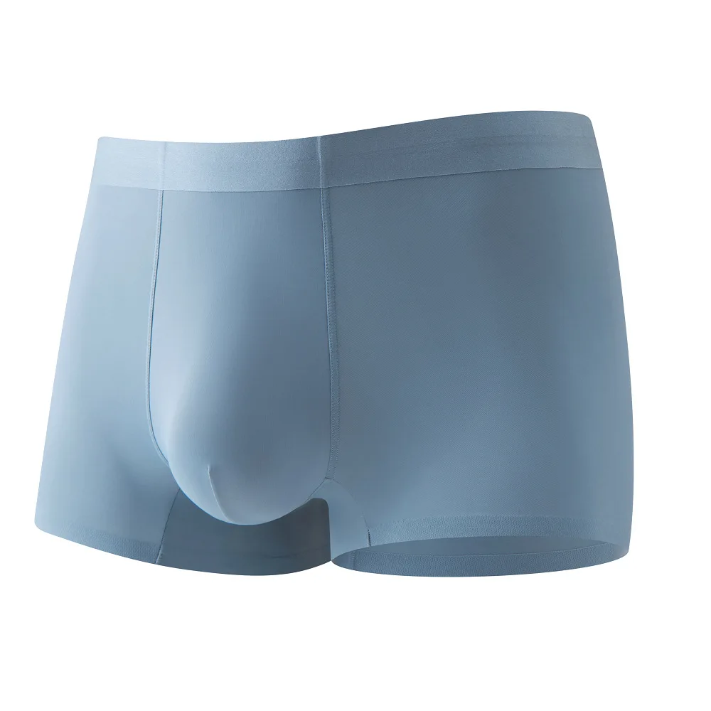 

L-6XL Plus Size Men's Ice Silk Boxer Briefs, Summer Thin Breathable Seamless Solid Color Big Guys Underwear