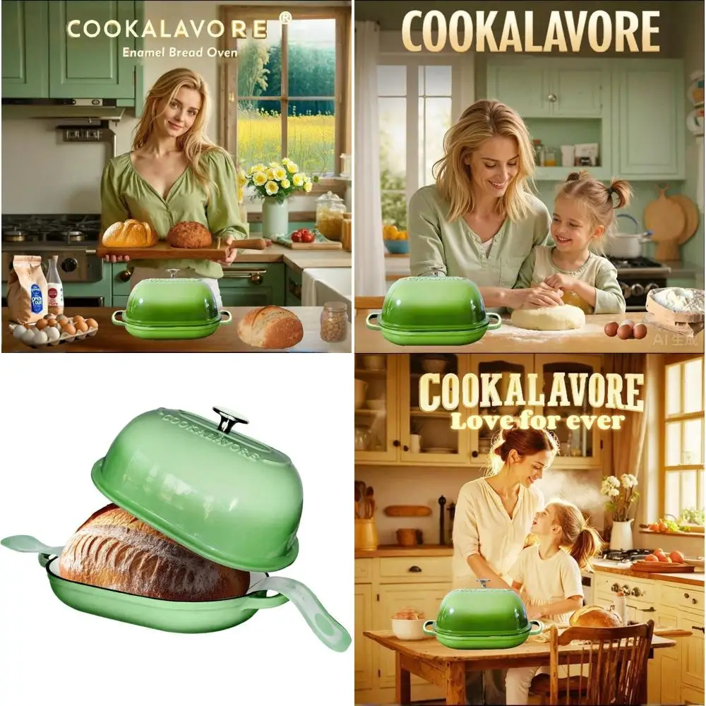 

Enameled Cast Iron Bread Oven, 6 Quart Dutch Oven, Silicone Baking Mat & Recipe Included, Perfect for Homemade Bread, Ideal Gift
