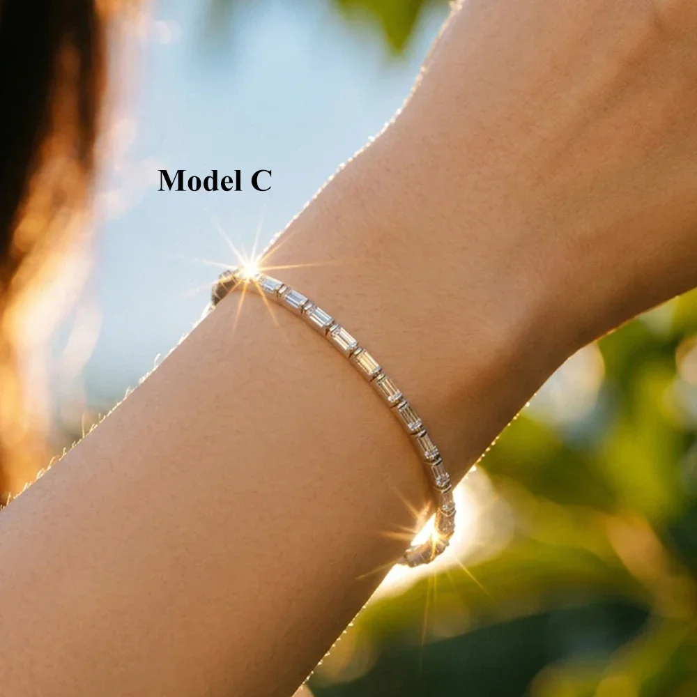 FCGJHW Alternating Emerald&Asscher Moissanite Tennis Bracelet S925 Silver Full Lab Diamond Link Bracelets for Women Ladies 2026 5