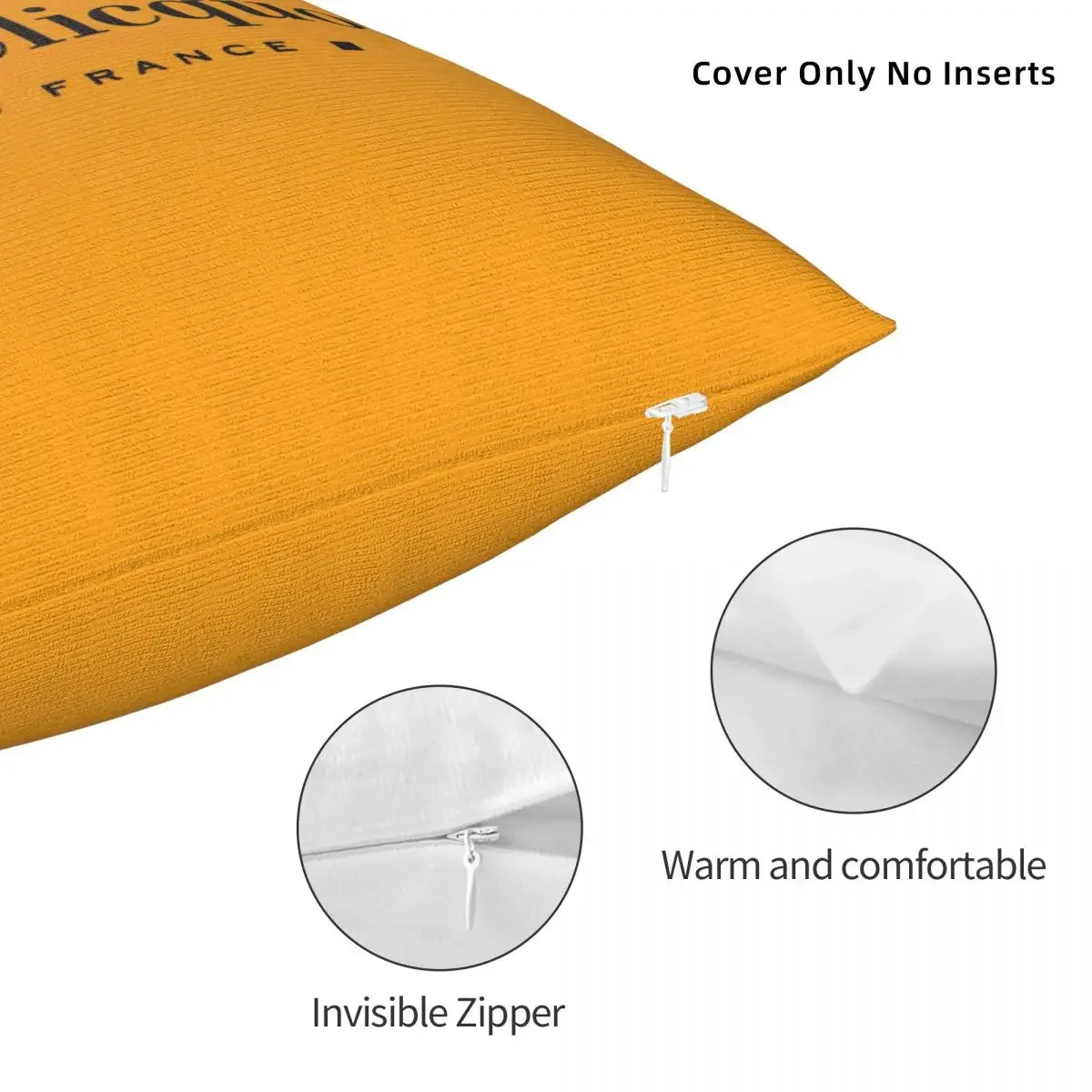 Champagne Orange Square Pillowcases Sofa Veuves Clicquots Cushion Case Cute Home Decoration Throw Pillow Case 45*45