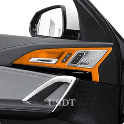 4PCS For BMW U10 U11 X1 IX1 2023 2024 Top Suede Interior Door Handle Bowl Frame Trim Stickers Covers Car Accessories