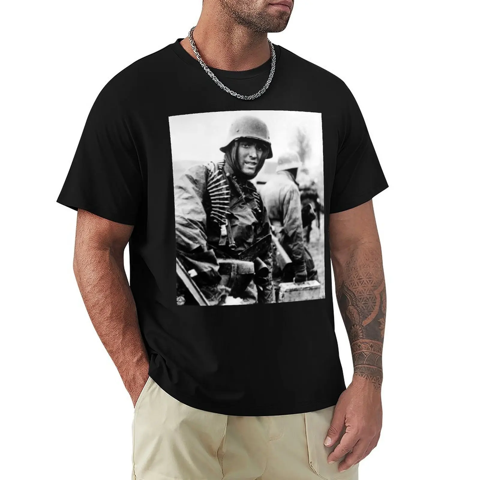 

German MG42 Gunner Ardennes Offensive T-Shirt Plus Size Street Style Tee