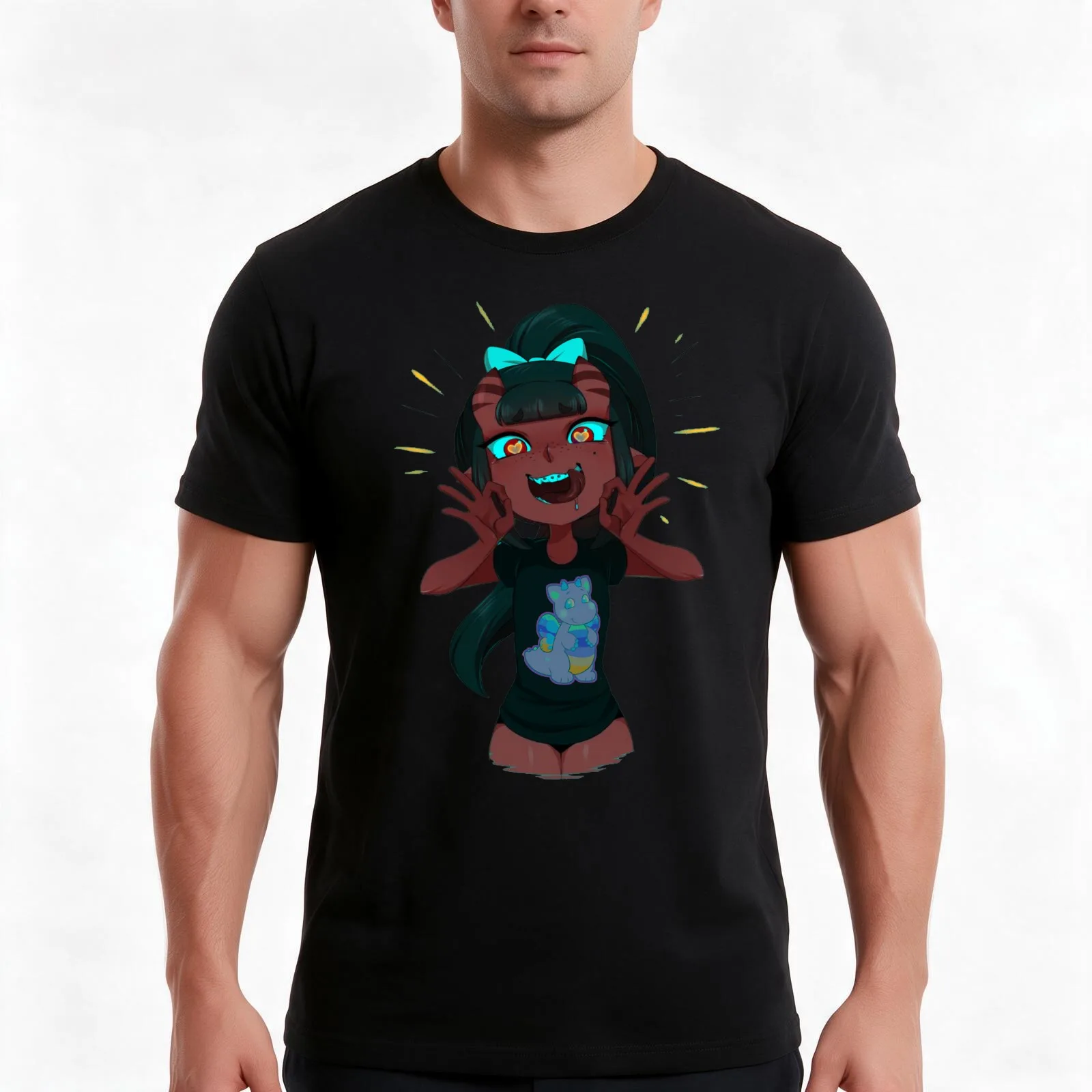 Meru The Succubus Sticker T-Shirt Summer Casual Cotton Tee Oversized Streetwear Tops Vintage Graphic Print Unisex Men Women