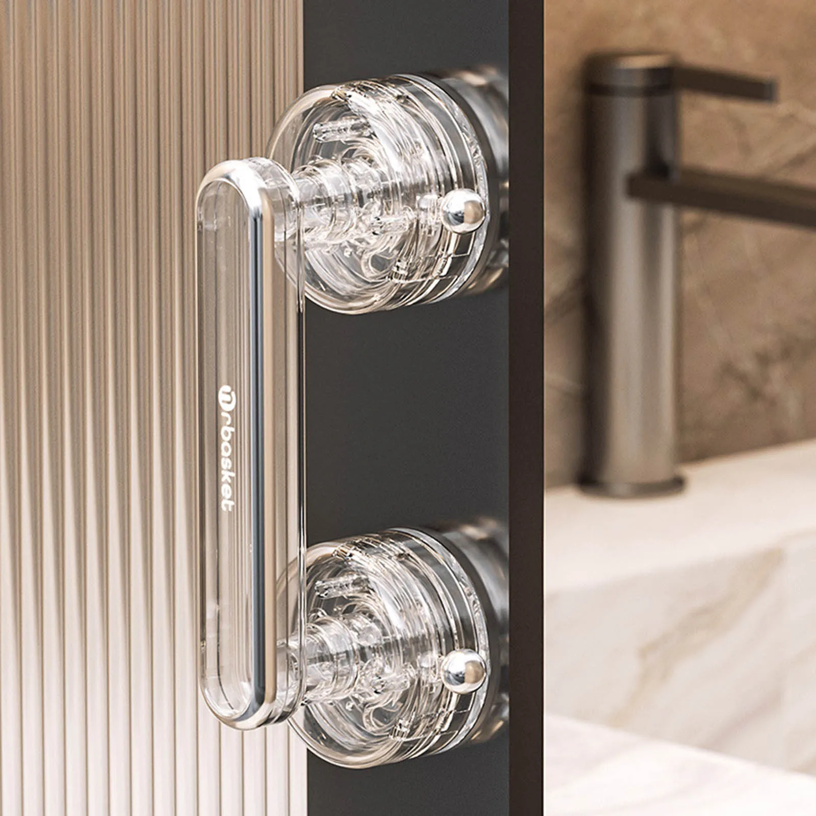 Suction Cup Shower Door Handle Strong Hold  Removable Clear Suction Grab Bars Suitable for Elderly Seniors Use