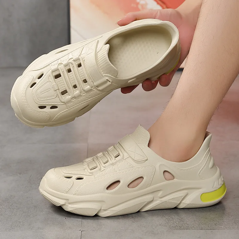 

Обувь с отверстиями, мужская летняя одежда, дезодорант, нескользящая спортивная обувь на толстой подошве для прогулок на открытом воздухе, универсальные рафтинговые пляжные сандалии с кокосом