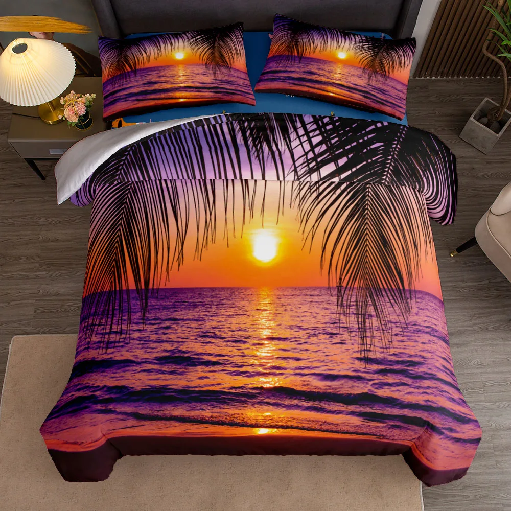 Sunset Hawaii Long Beach Gorgeous Duvet Cover Set King Queen Double Full Twin Single Size Bed Linen Set