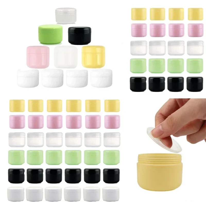 

100Pcs 10-100ml Plastic Cosmetic Jar W/ Liner And Dome Lid Refillable Travel Empty Lotion Container For Lip Balm Cream Hair Mask