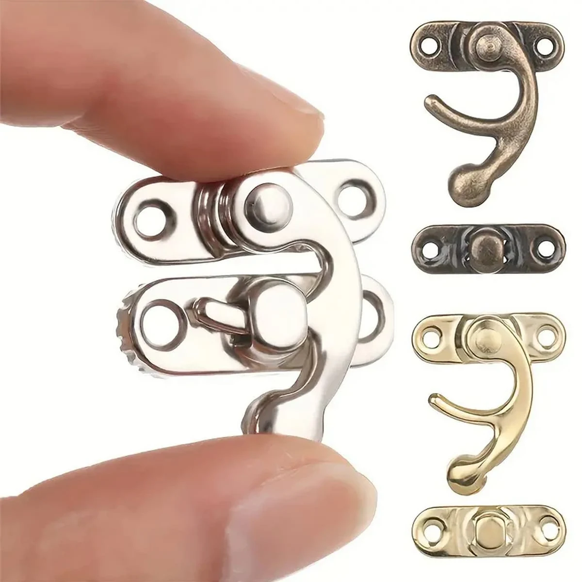 Antique Bronze Iron Padlock Hasp Hook Lock with Screws for Mini Jewelry Wooden Box Furniture Hardware 27*32mm (1.06in*1.26in)