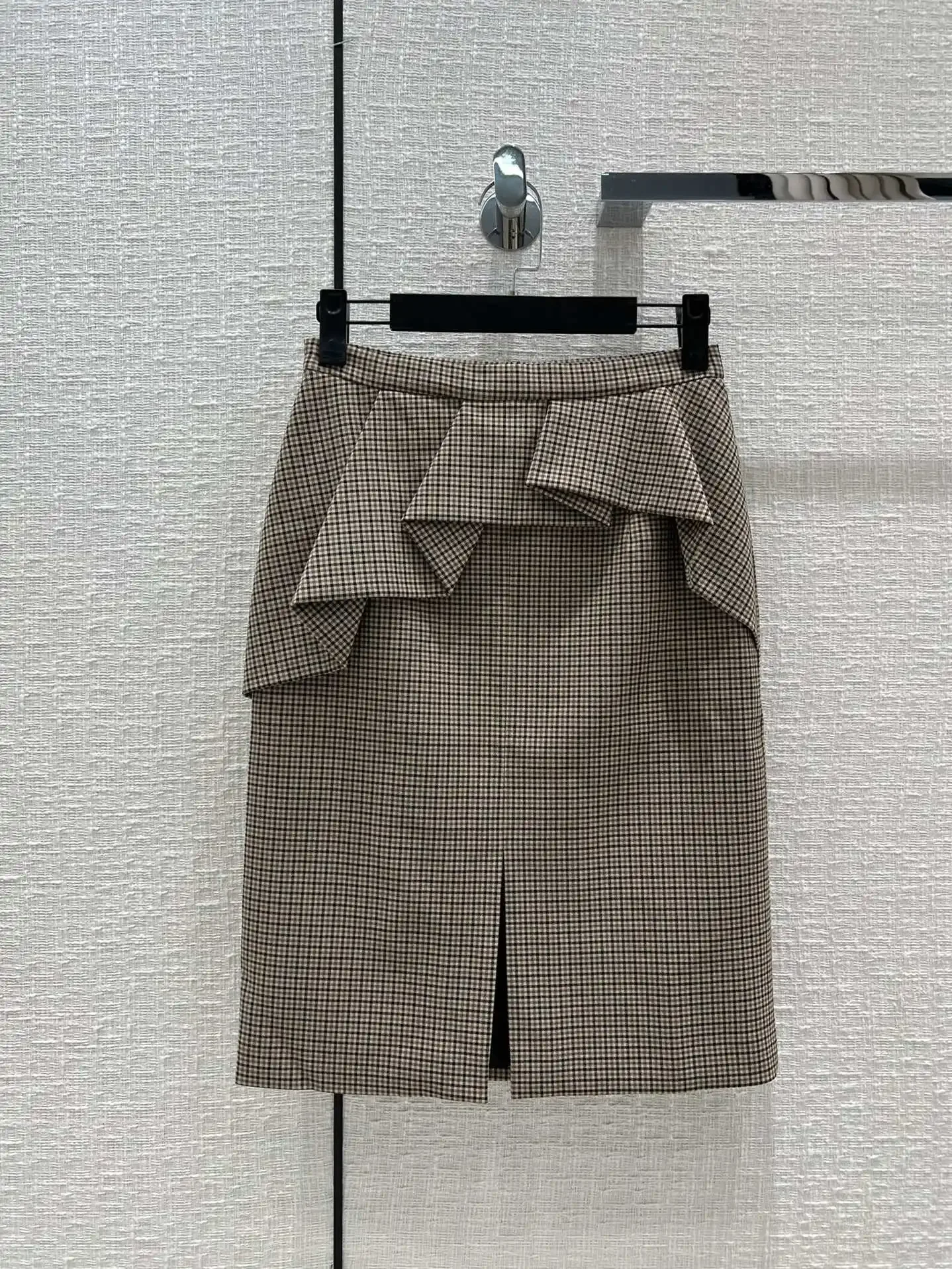 

2023 Plaid Ruffle Skirt Women Autumn Winter Wool Runway Designer European Chic High Quality