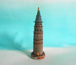 resin figure mental psychological sand table game box court therapy  building Istanbul Galata  Pagoda tower