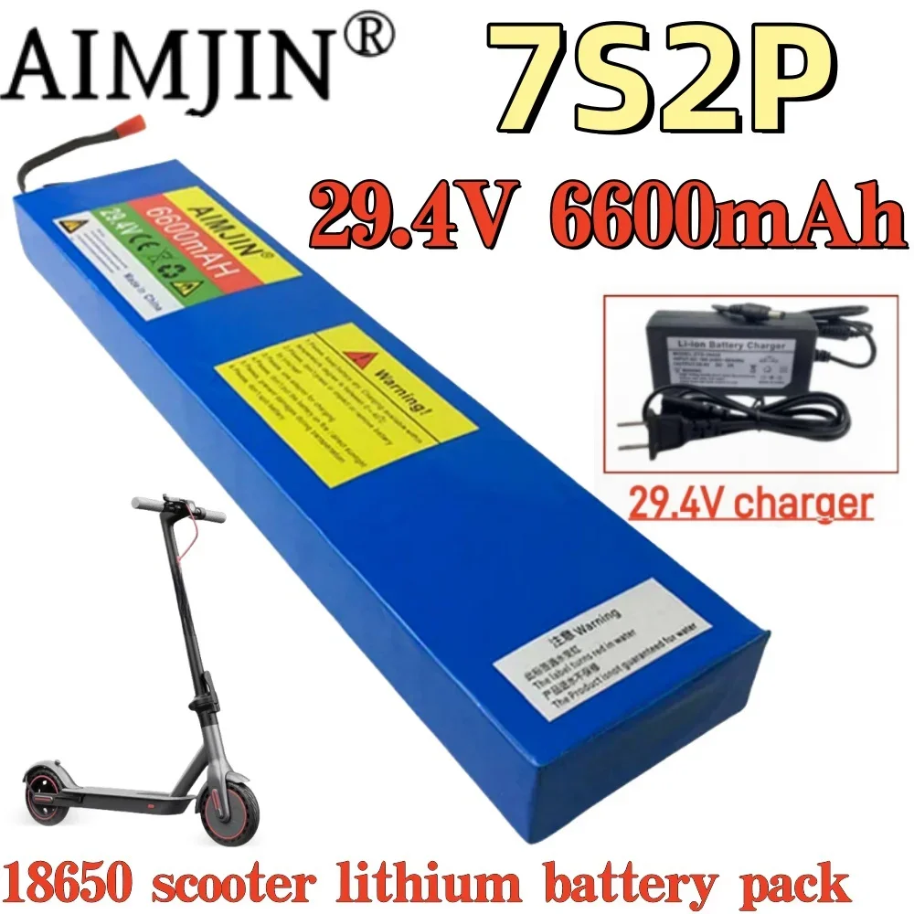 

29.4V 6.6Ah/6600mAh 7S2P 18650 Li-ion Rechargeable Battery Pack, For Electric Scooter+ 29.4V Charger