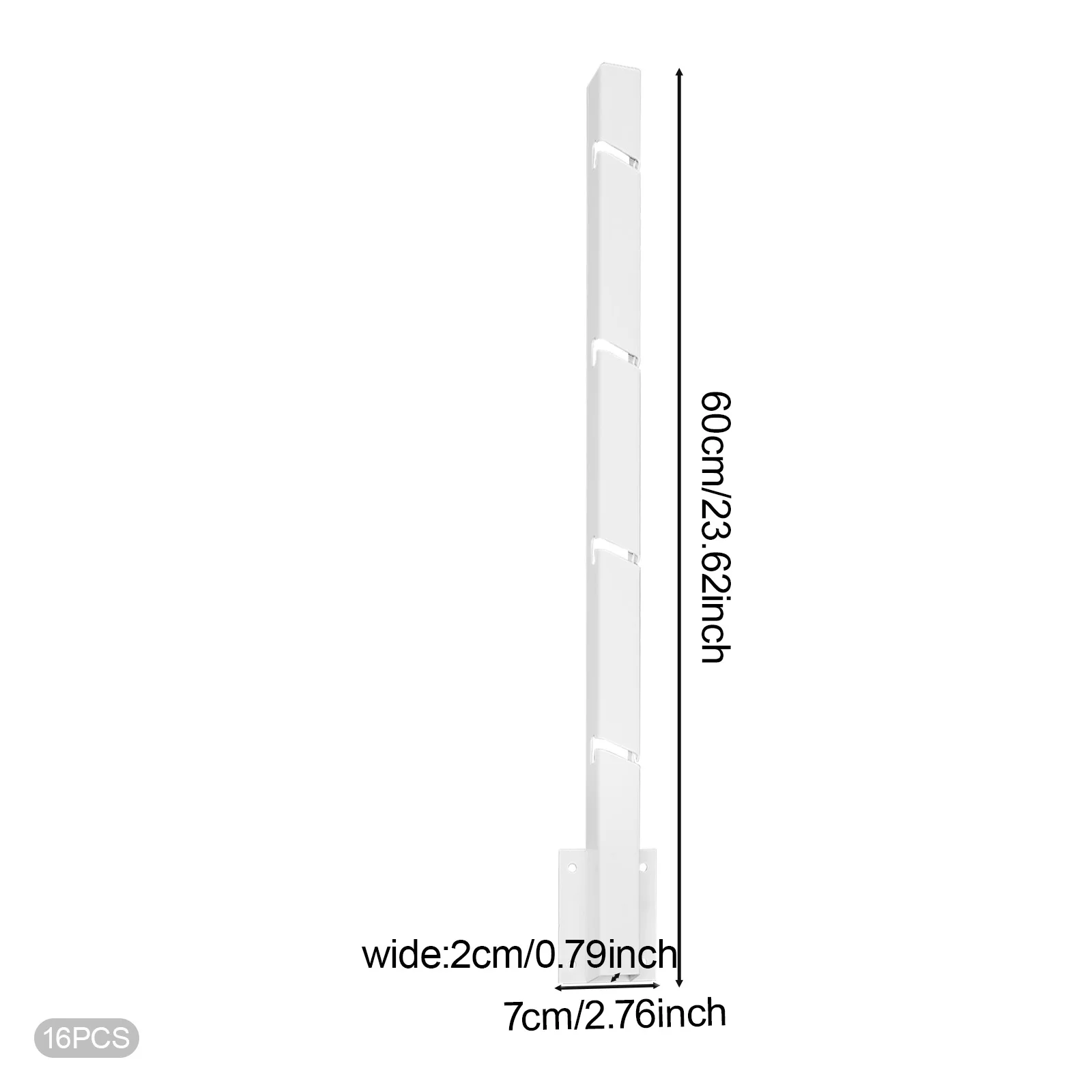 16PCS White Fence Post Extender Steel Rectangle Fence Post Extenders Outdoor Fence Wire Mesh Extension Arms Multiple Openings