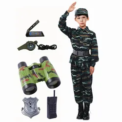 Boy and Girl Camouflage Suit Set School Military Training Gymnastics Suit Summer Camp Performance Suit Toy Accessories Gift